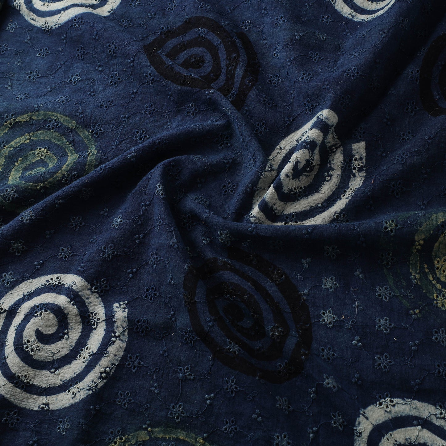 Blue - Hakoba Hand Block Ajrakh Print Natural Dyed Cotton Fabric 102