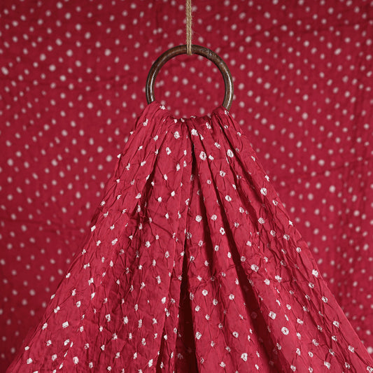 Rouge Pink With White Bootis Kutch Bandhani Tie-Dye Modal Silk Fabric