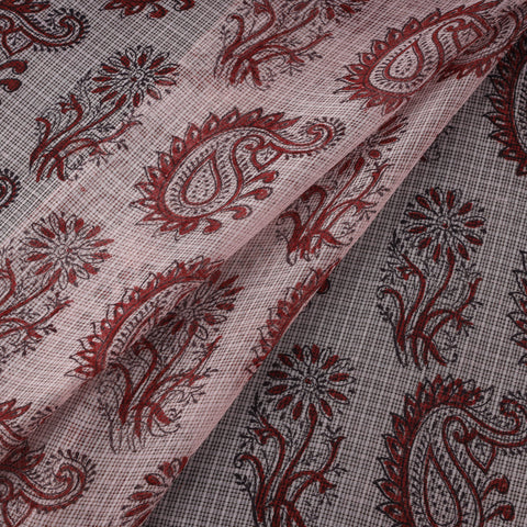 Natural Dyed Kota Doria Cotton Hand Block Bagh Print Fabric 03