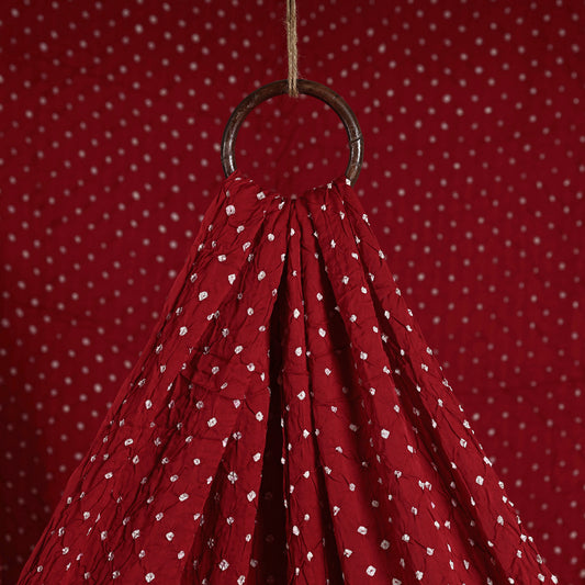 Carmine Red Kutch Bandhani Tie-Dye Modal Silk Fabric