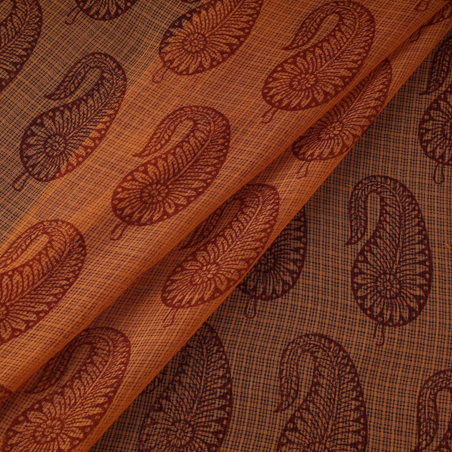 Natural Dyed Kota Doria Cotton Hand Block Bagh Print Fabric 06