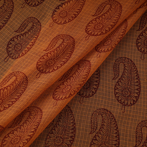 Natural Dyed Kota Doria Cotton Hand Block Bagh Print Fabric 06