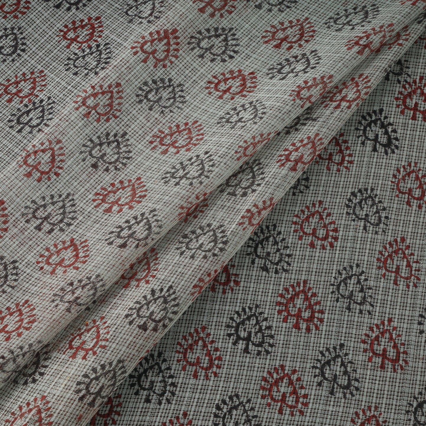 Natural Dyed Kota Doria Cotton Hand Block Bagh Print Fabric 09
