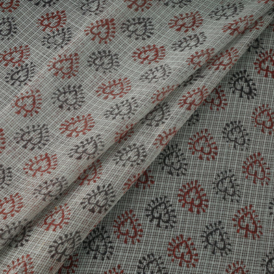 Natural Dyed Kota Doria Cotton Hand Block Bagh Print Fabric 09