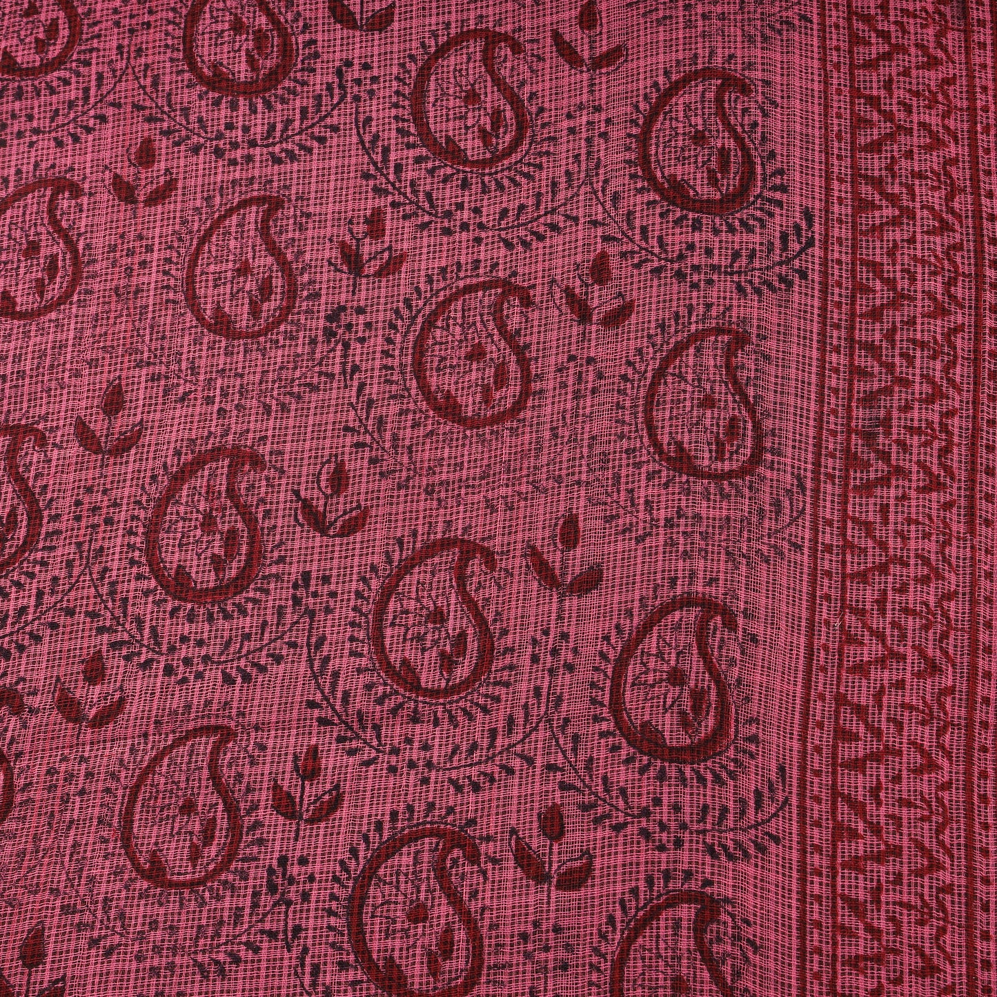 Natural Dyed Kota Doria Cotton Hand Block Bagh Print Fabric 11