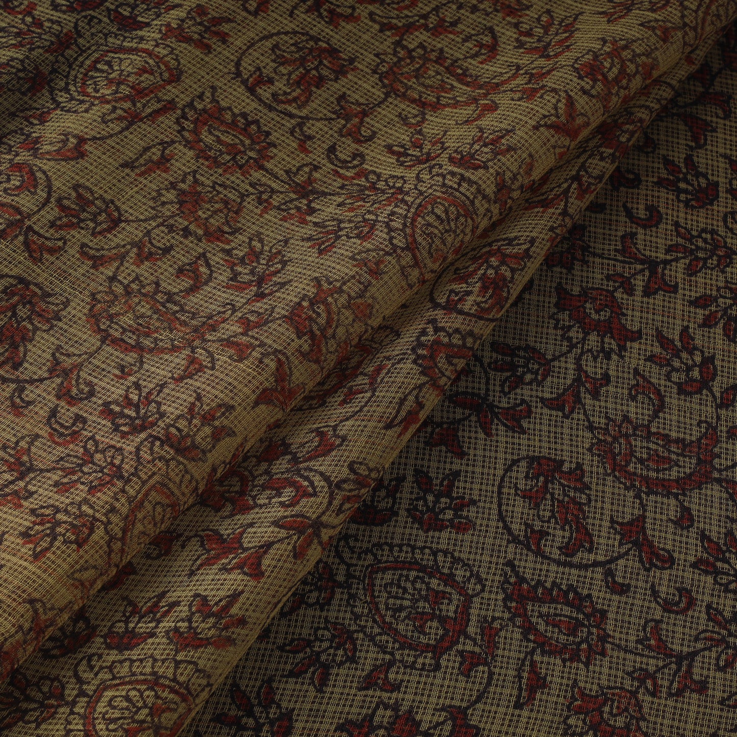 Natural Dyed Kota Doria Cotton Hand Block Bagh Print Fabric 17