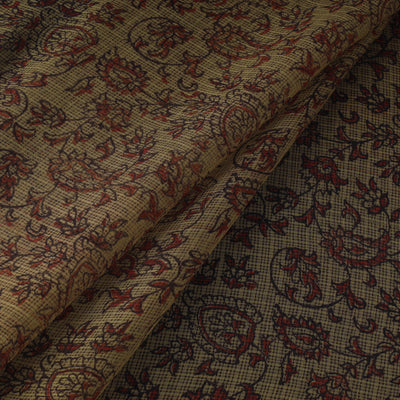 Natural Dyed Kota Doria Cotton Hand Block Bagh Print Fabric 17