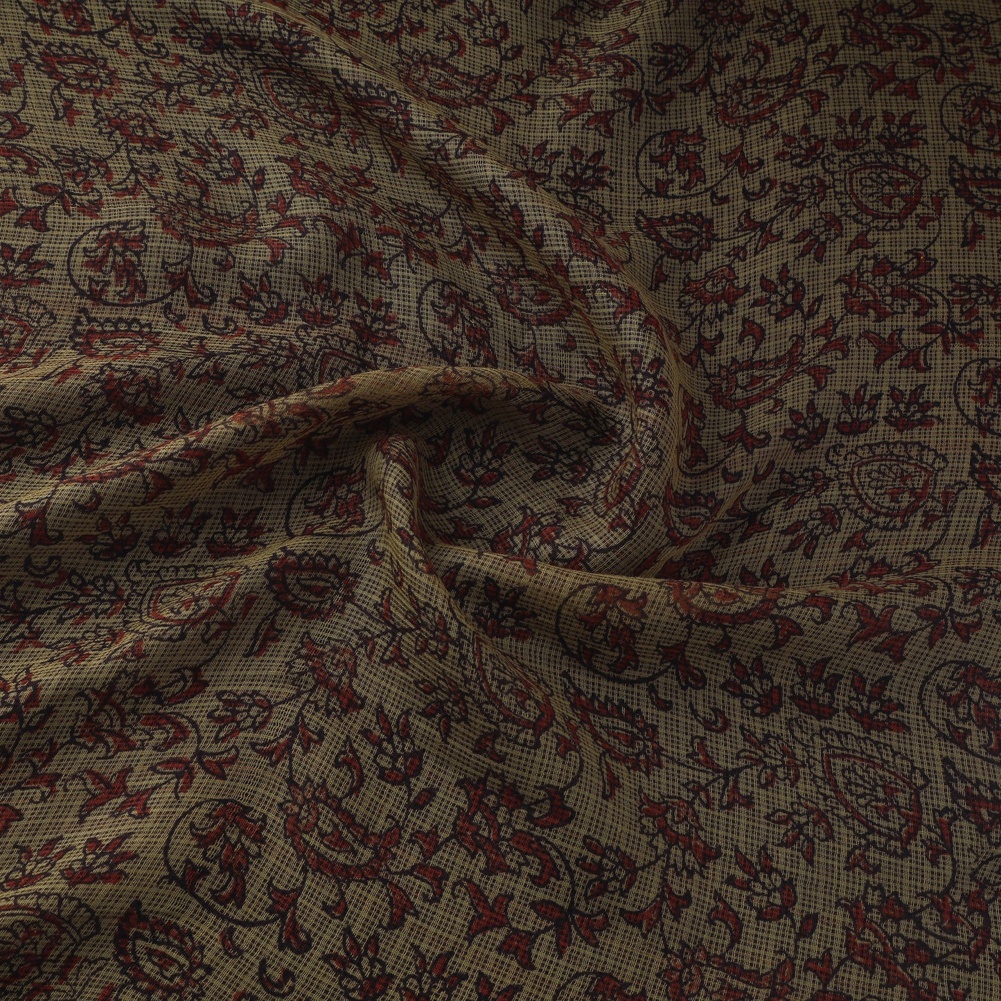 Natural Dyed Kota Doria Cotton Hand Block Bagh Print Fabric 17