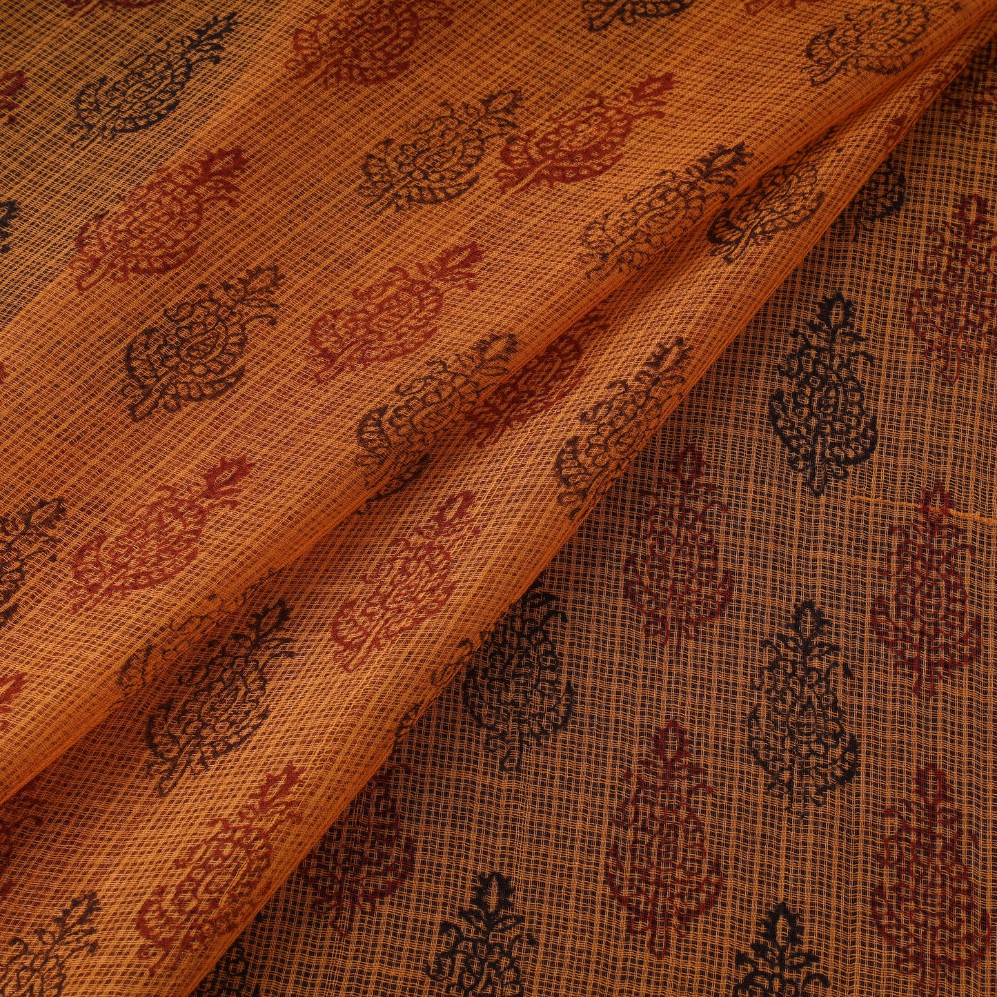 Natural Dyed Kota Doria Cotton Hand Block Bagh Print Fabric 18