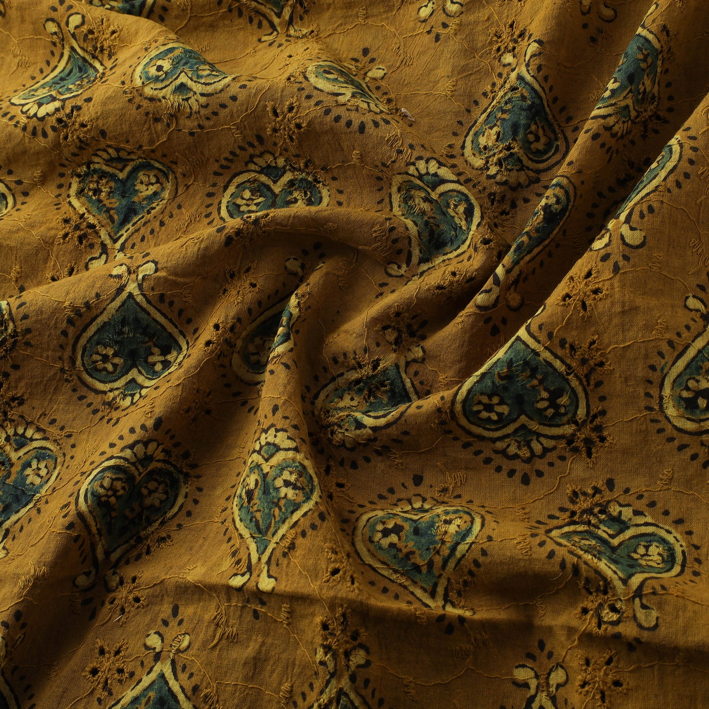 Hakoba Hand Block Ajrakh Print Natural Dyed Cotton Fabric 118
