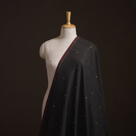 Black - Handspun Handloom Natural Dyed Cotton Srikakulam Jamdani Fabric 53