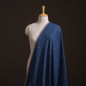 Blue - Handspun Handloom Natural Dyed Cotton Srikakulam Jamdani Fabric 52