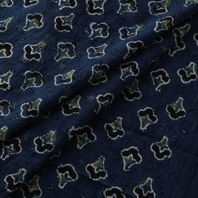 Blue - Hakoba Hand Block Ajrakh Print Natural Dyed Cotton Fabric 130