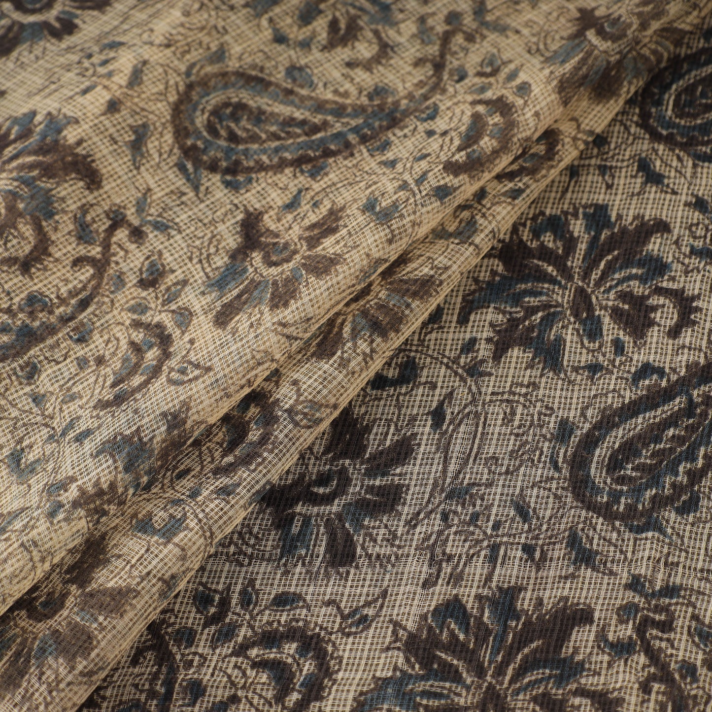 Pedana Hand Block Print Natural Dyed Kota Doria Cotton Kalamkari Fabric 03