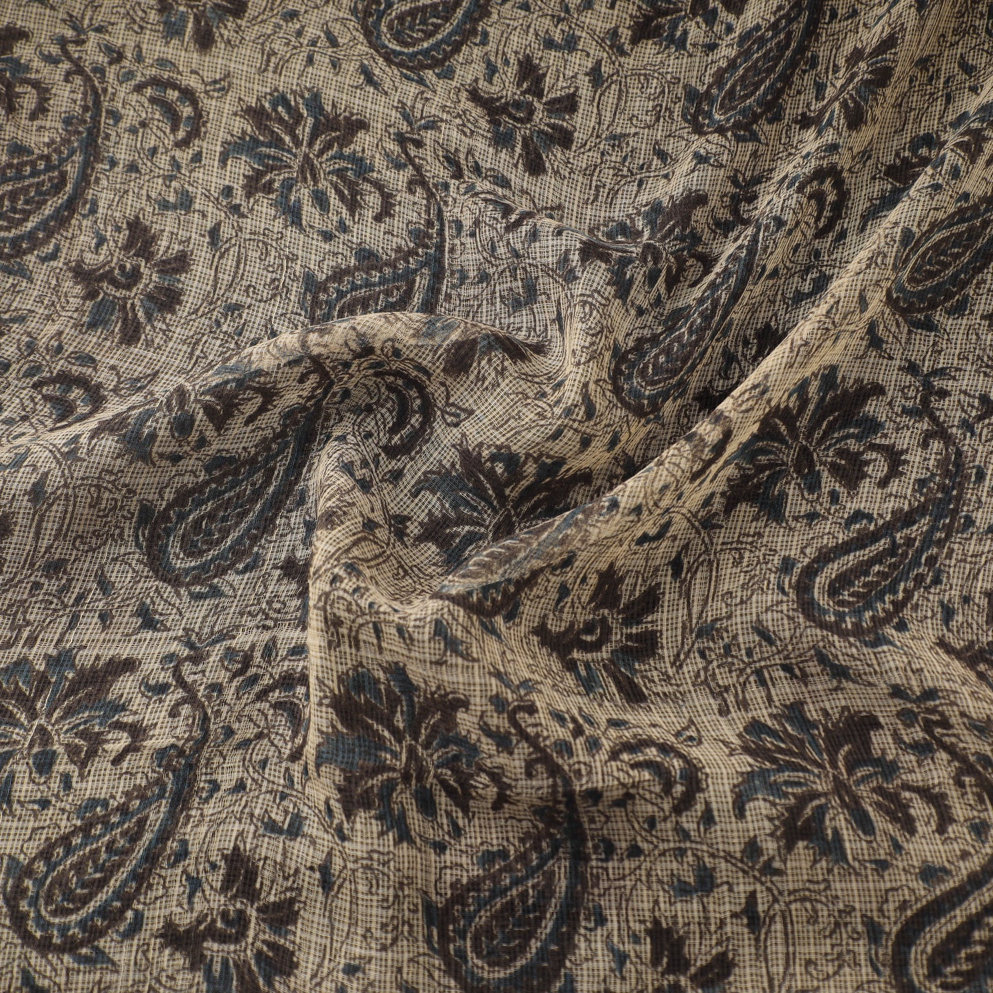 Pedana Hand Block Print Natural Dyed Kota Doria Cotton Kalamkari Fabric 03