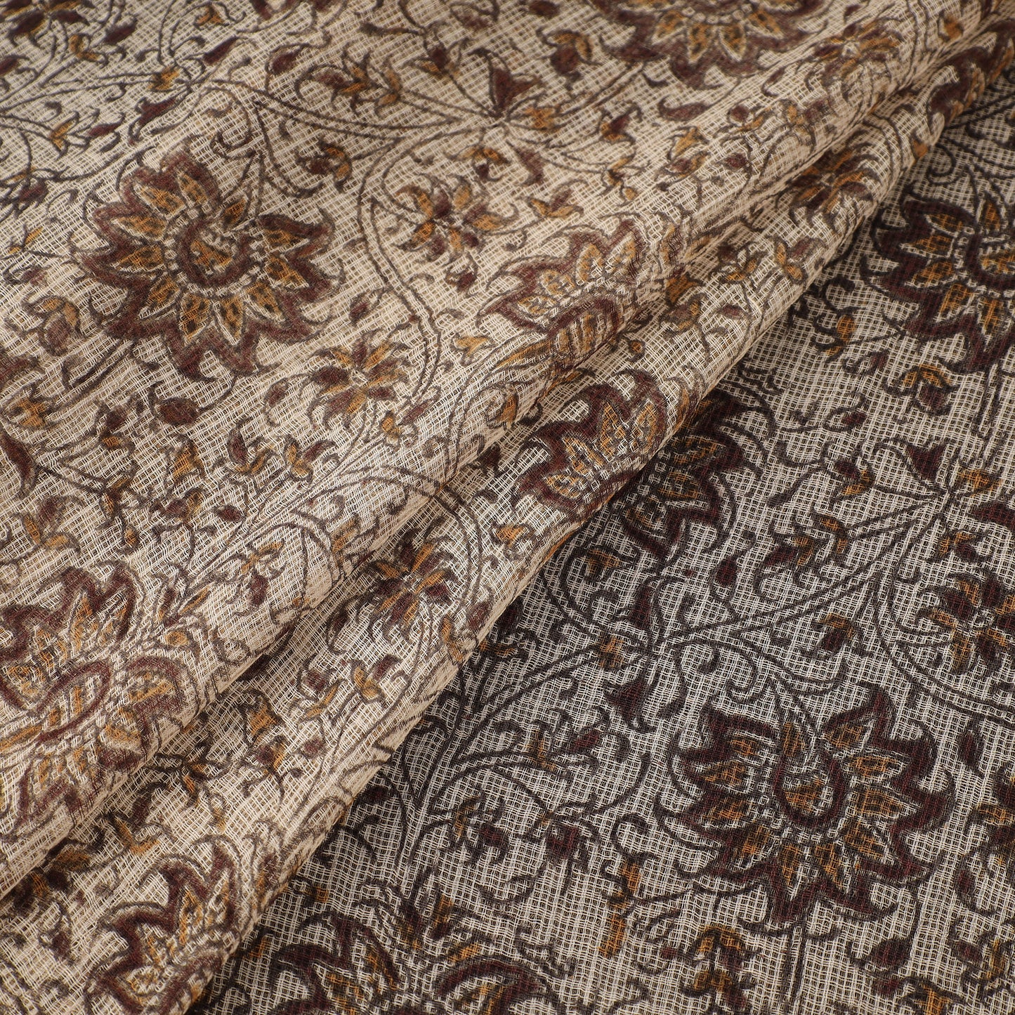 Pedana Hand Block Print Natural Dyed Kota Doria Cotton Kalamkari Fabric 04