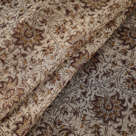Pedana Hand Block Print Natural Dyed Kota Doria Cotton Kalamkari Fabric 04
