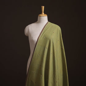 Green - Handspun Handloom Natural Dyed Cotton Srikakulam Jamdani Fabric 47