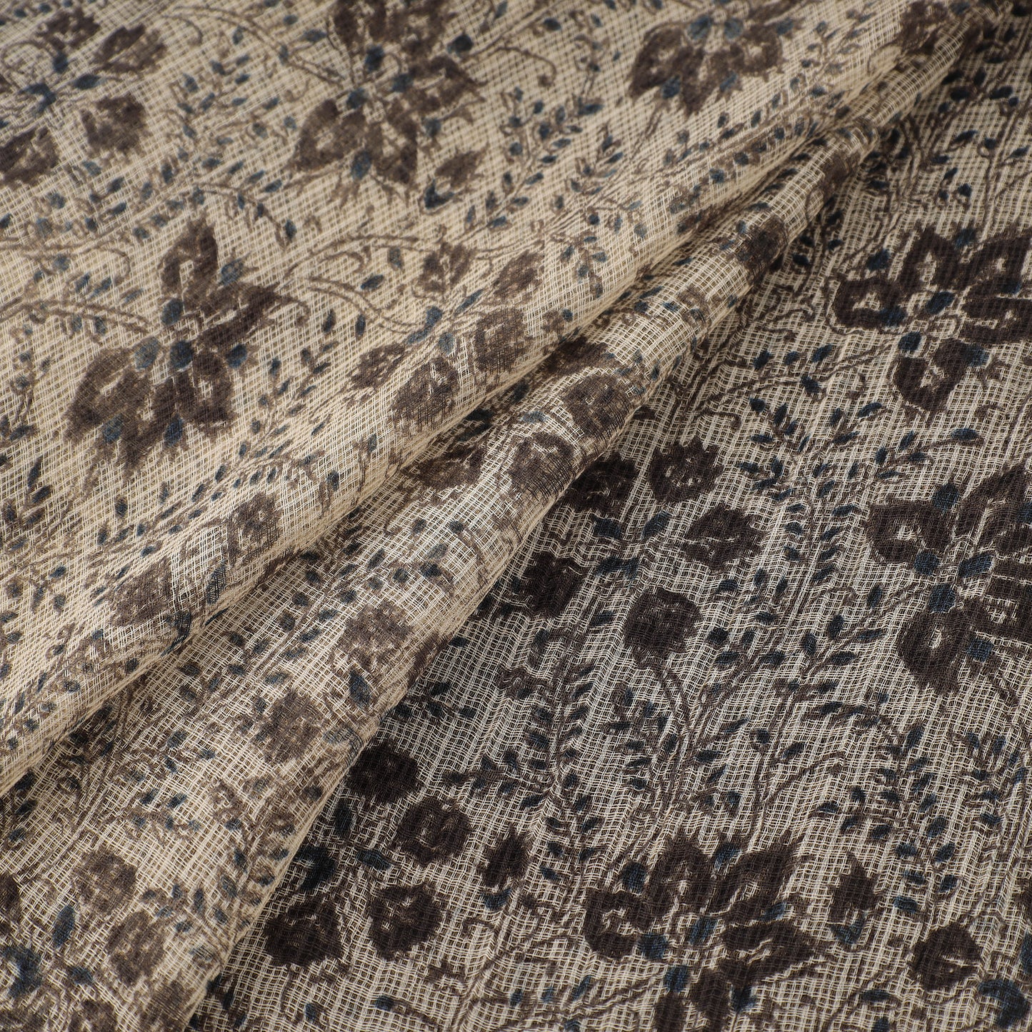 Pedana Hand Block Print Natural Dyed Kota Doria Cotton Kalamkari Fabric 05