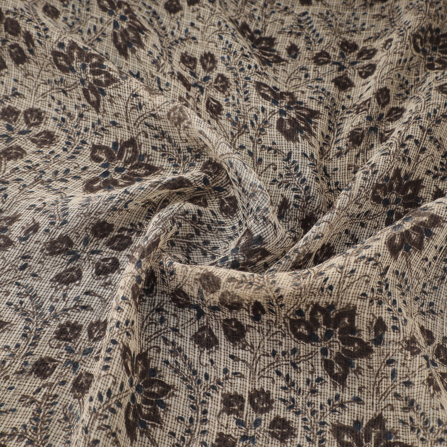 Pedana Hand Block Print Natural Dyed Kota Doria Cotton Kalamkari Fabric 05