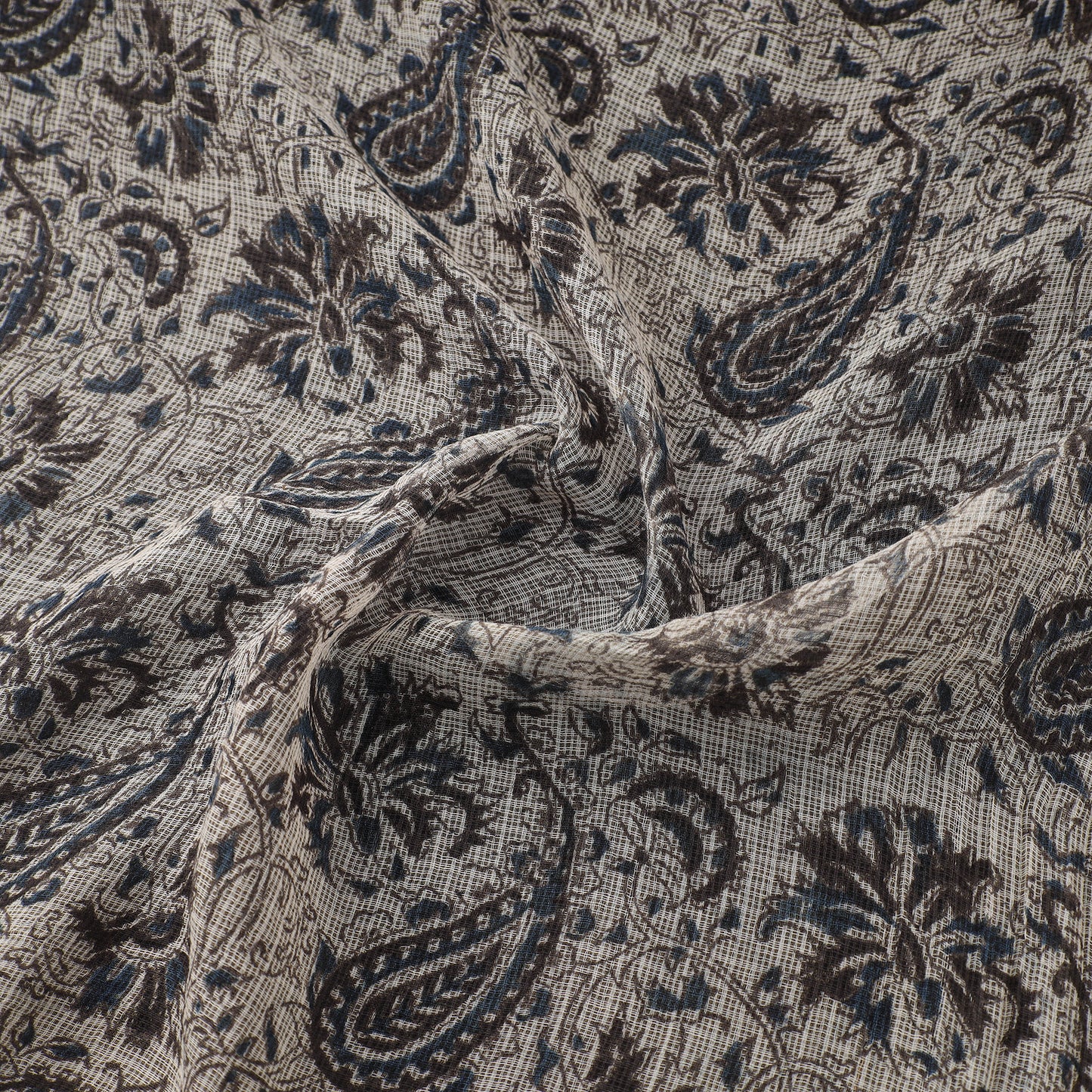 Pedana Hand Block Print Natural Dyed Kota Doria Cotton Kalamkari Fabric 06