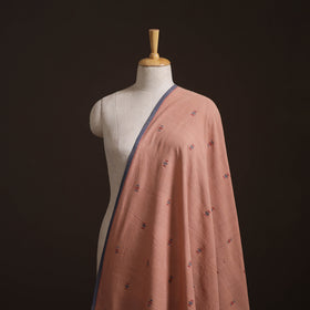 Peach - Handspun Handloom Natural Dyed Cotton Srikakulam Jamdani Fabric 36