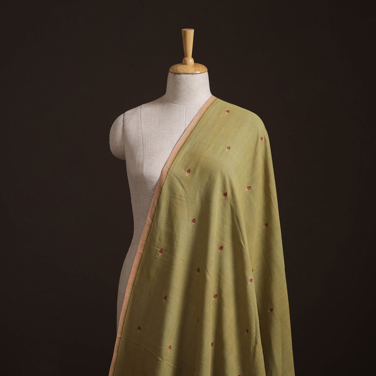 Yellow - Handspun Handloom Natural Dyed Cotton Srikakulam Jamdani Fabric 35
