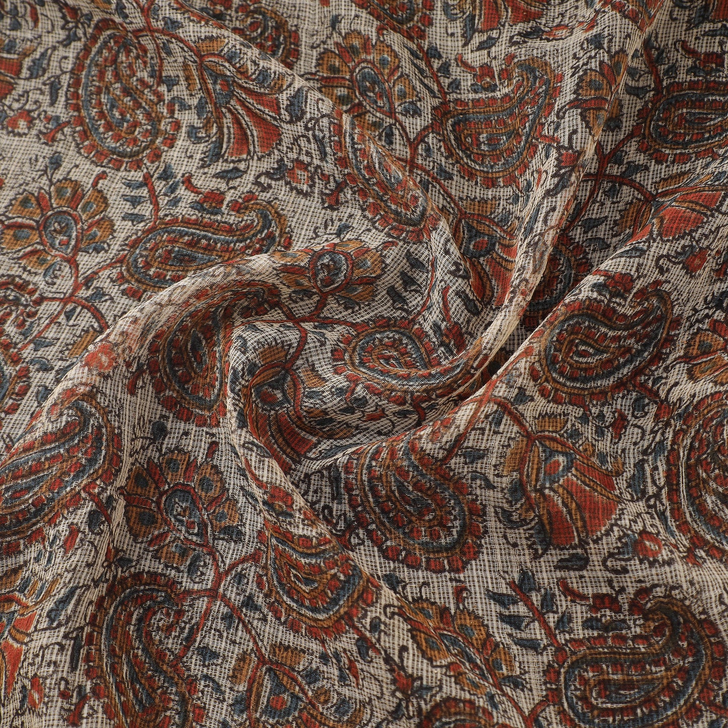 Pedana Hand Block Print Natural Dyed Kota Doria Cotton Kalamkari Fabric 11