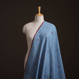 Blue - Handspun Handloom Natural Dyed Cotton Srikakulam Jamdani Fabric 32