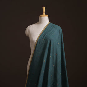 Green - Handspun Handloom Natural Dyed Cotton Srikakulam Jamdani Fabric 29
