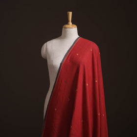 Red - Handspun Handloom Natural Dyed Cotton Srikakulam Jamdani Fabric 28