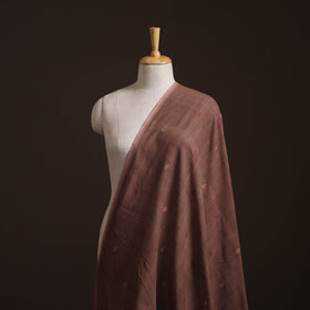 Brown - Handspun Handloom Natural Dyed Cotton Srikakulam Jamdani Fabric 26