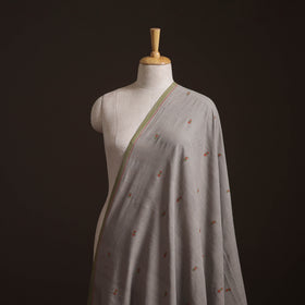 Grey - Handspun Handloom Natural Dyed Cotton Srikakulam Jamdani Fabric 24