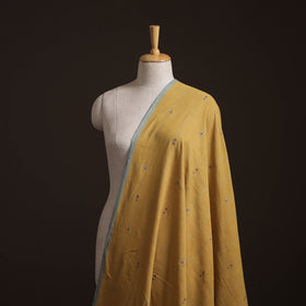 Yellow - Handspun Handloom Natural Dyed Cotton Srikakulam Jamdani Fabric 18