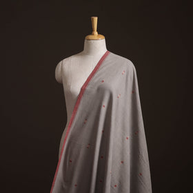 Grey - Handspun Handloom Natural Dyed Cotton Srikakulam Jamdani Fabric 17