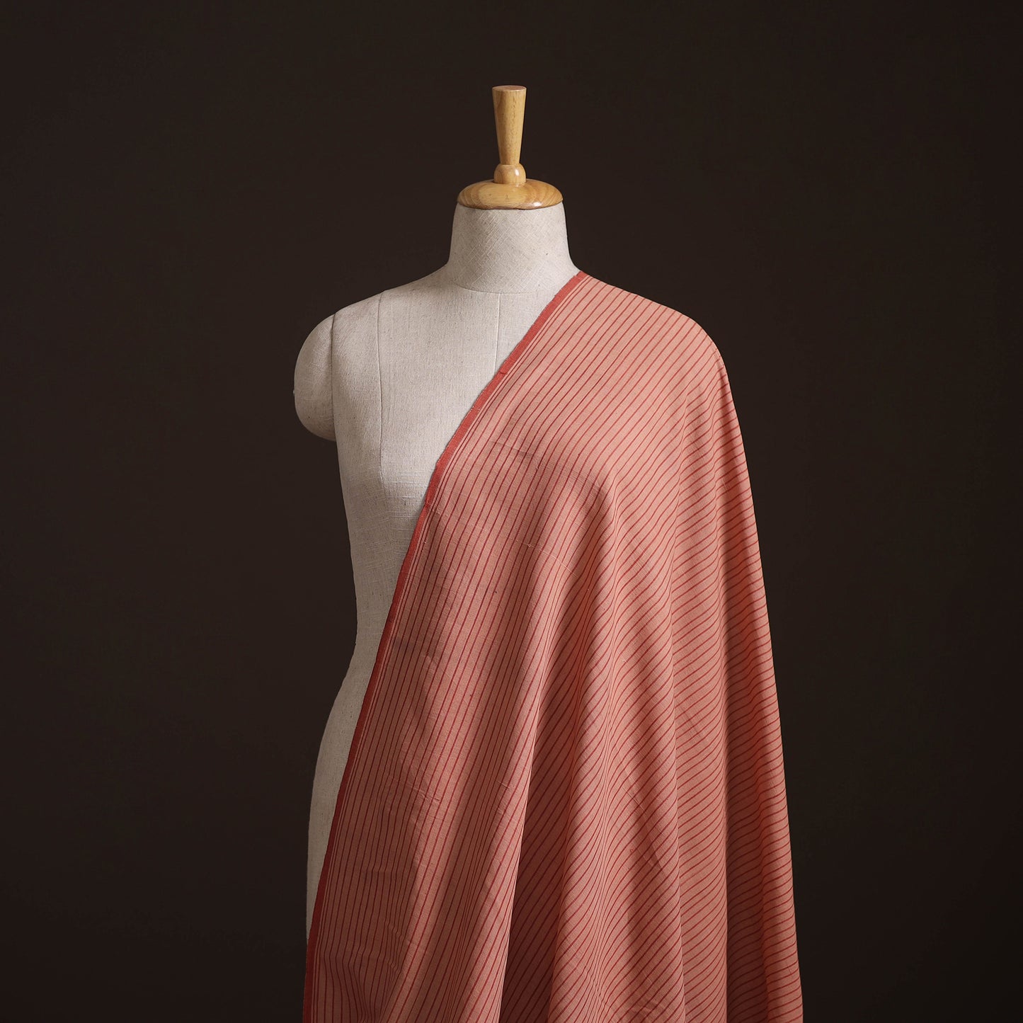 Peach - Handspun Handloom Natural Dyed Cotton Srikakulam Jamdani Fabric 11