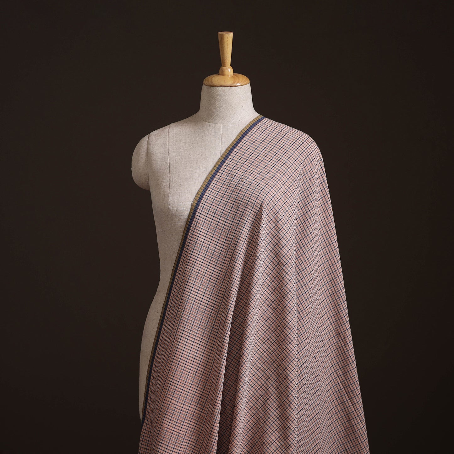 Peach - Handspun Handloom Natural Dyed Cotton Srikakulam Jamdani Fabric 12