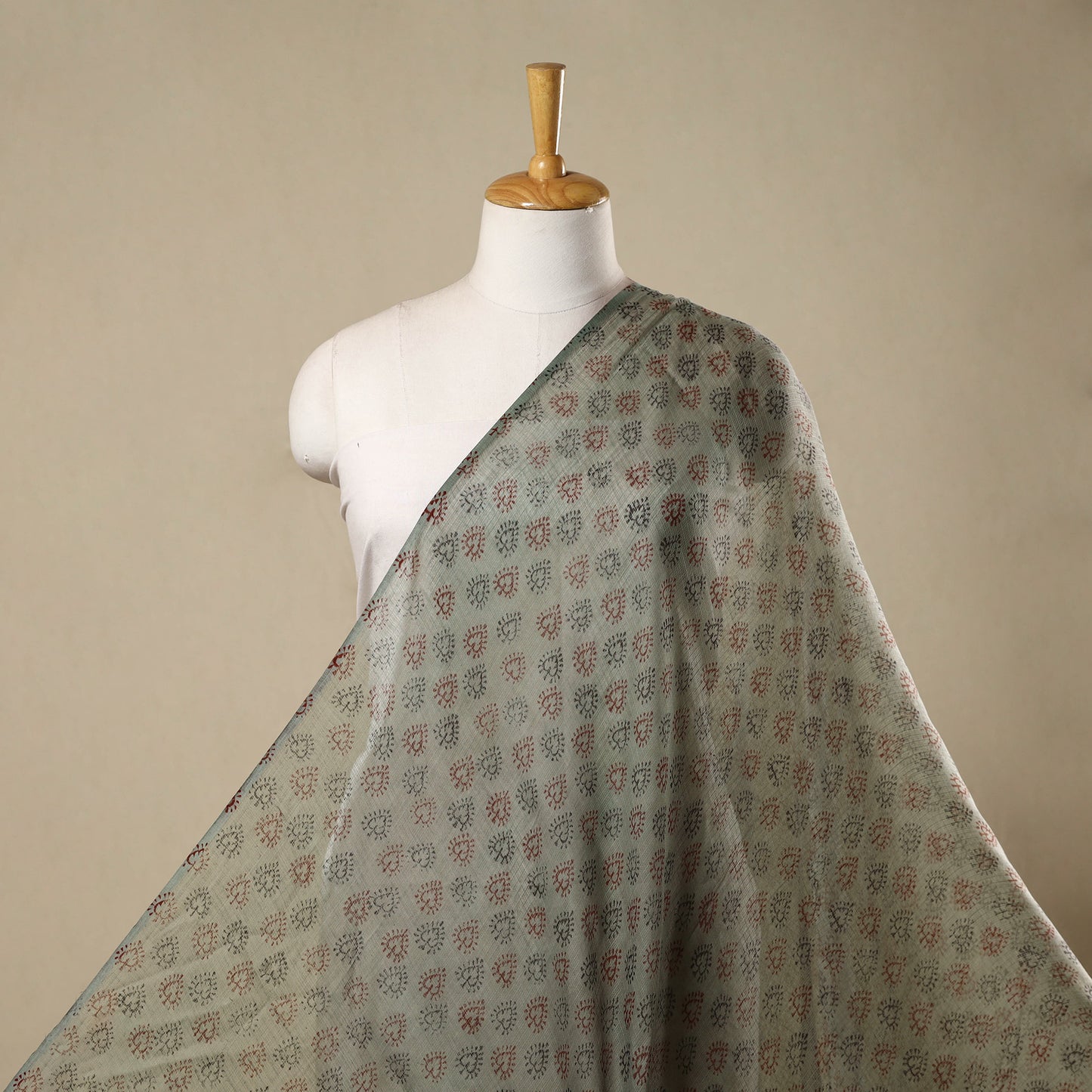 Natural Dyed Kota Doria Cotton Hand Block Bagh Print Fabric 09