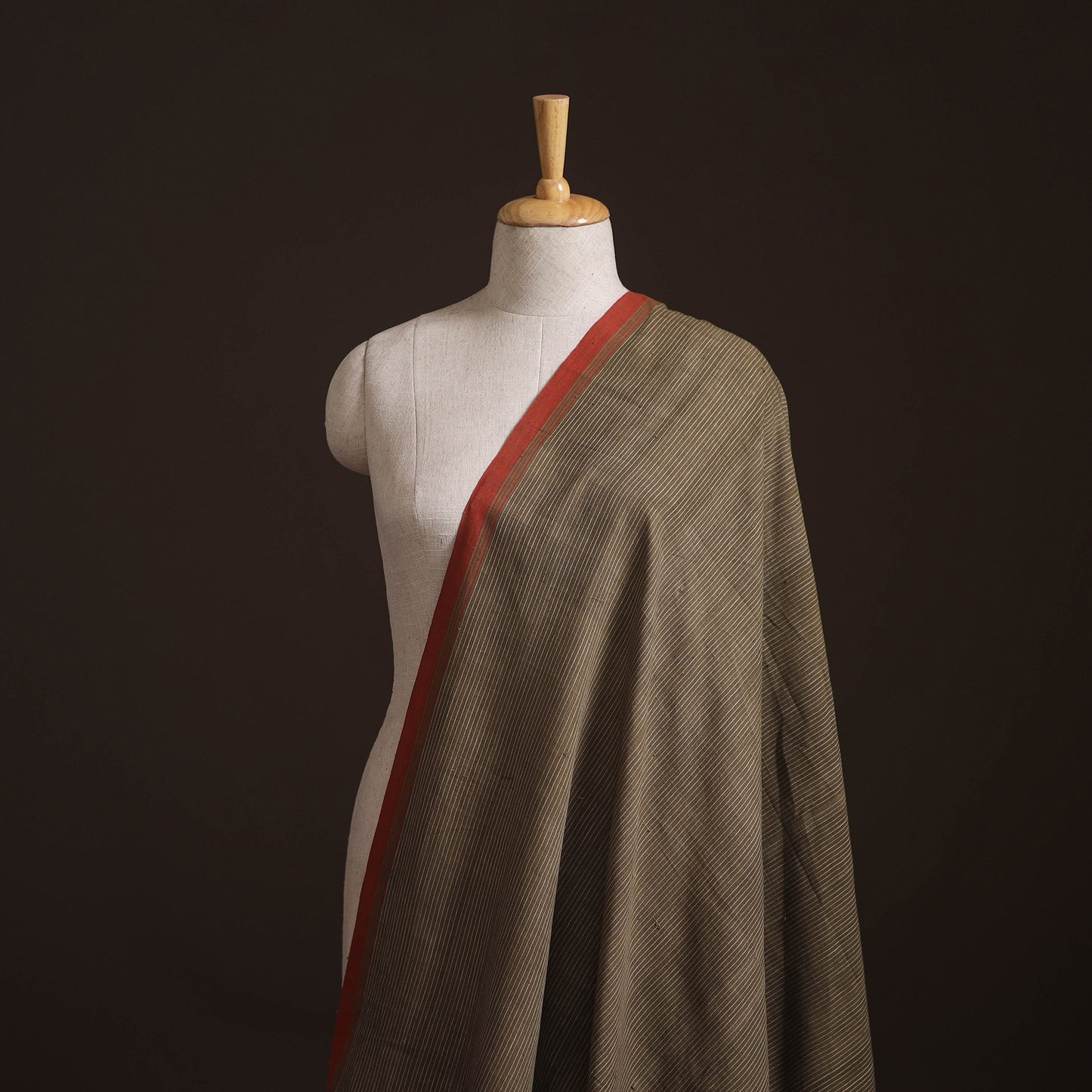Green - Handspun Handloom Natural Dyed Cotton Srikakulam Jamdani Fabric 10