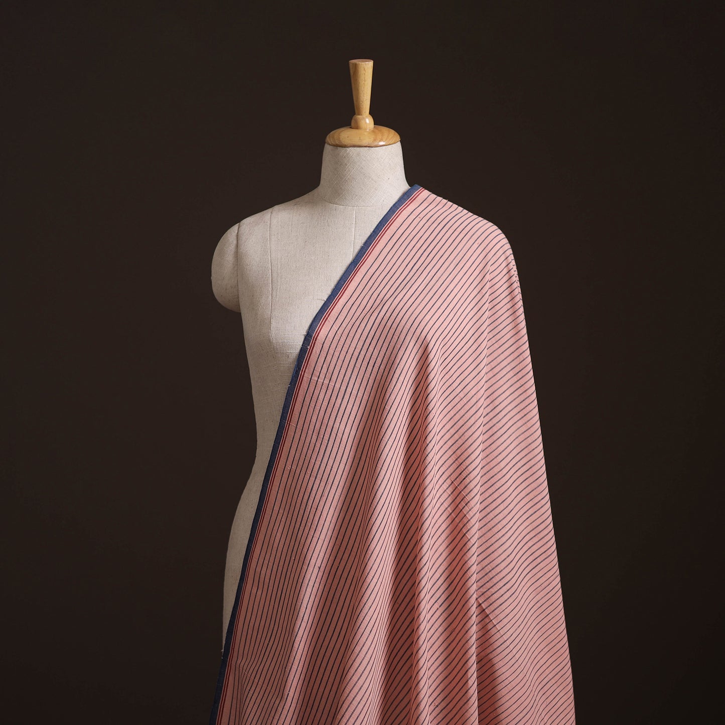 Pink - Handspun Handloom Natural Dyed Cotton Srikakulam Jamdani Fabric 09