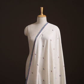 White - Handspun Handloom Natural Dyed Cotton Srikakulam Jamdani Fabric 08