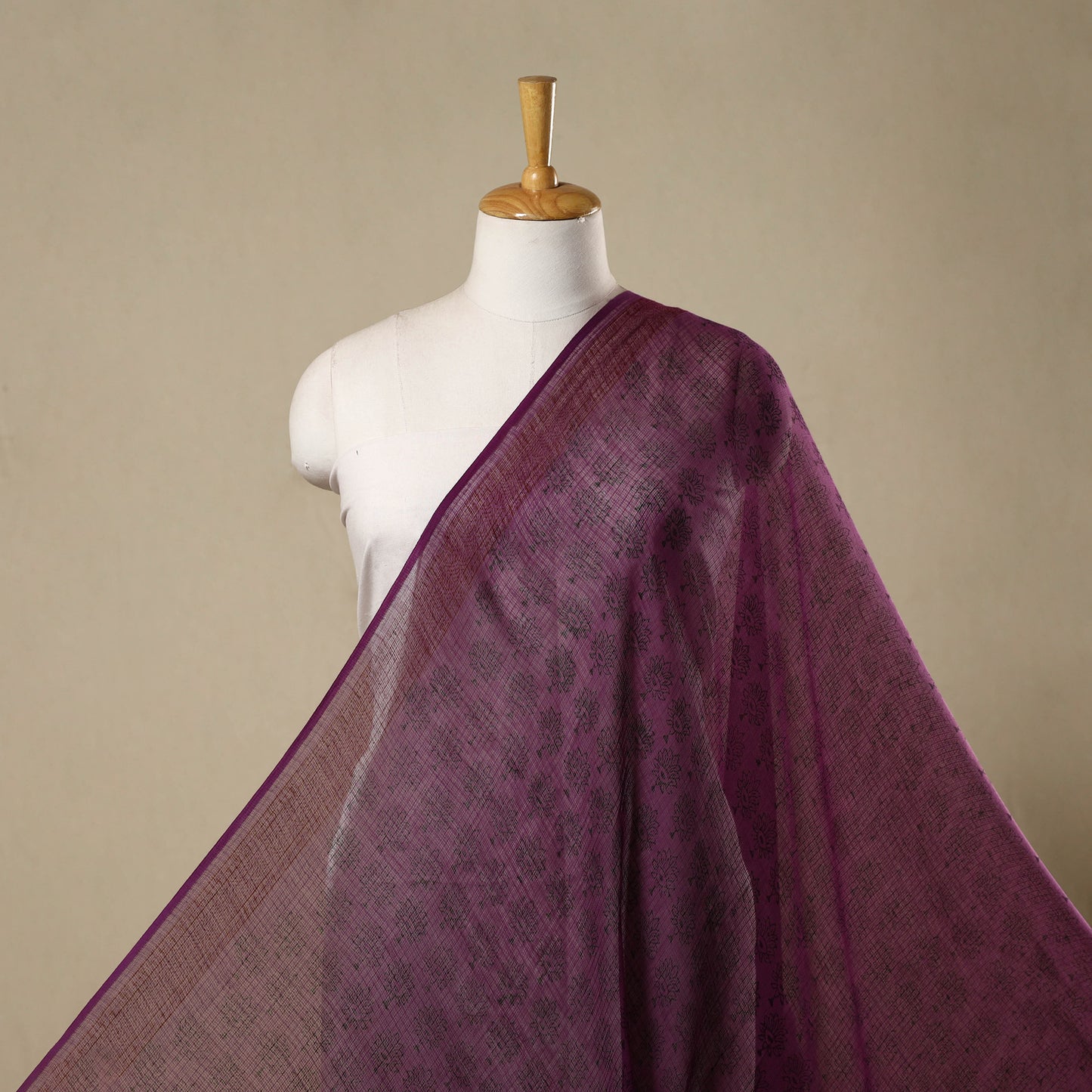 Natural Dyed Kota Doria Cotton Hand Block Bagh Print Fabric 12