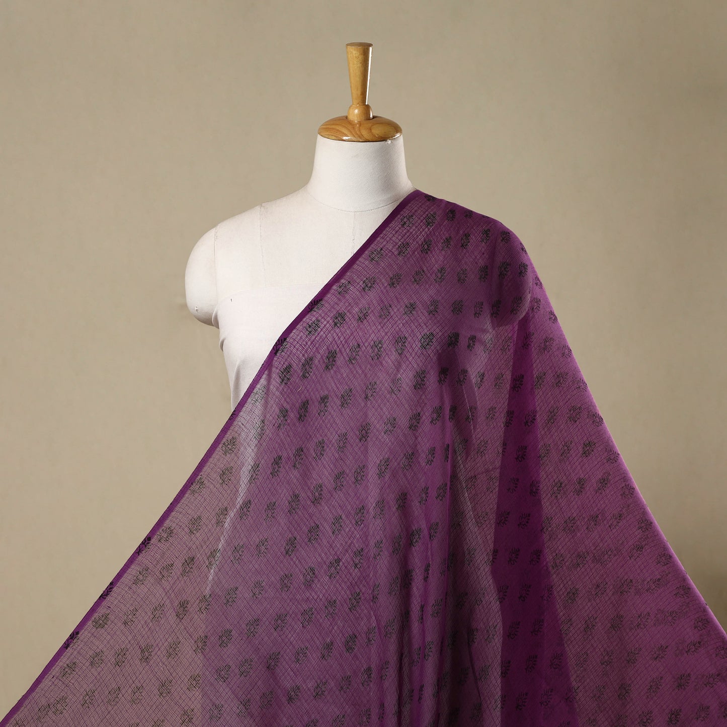 Natural Dyed Kota Doria Cotton Hand Block Bagh Print Fabric 15