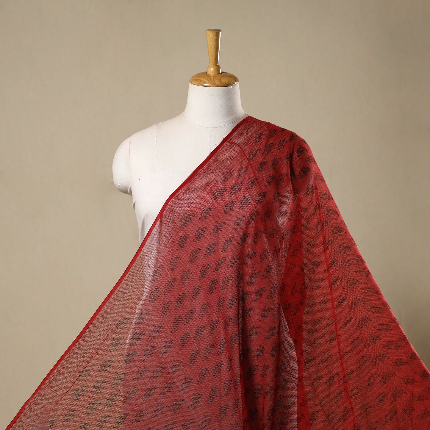 Natural Dyed Kota Doria Cotton Hand Block Bagh Print Fabric 16