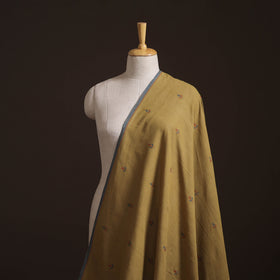 Yellow - Handspun Handloom Natural Dyed Cotton Srikakulam Jamdani Fabric 05