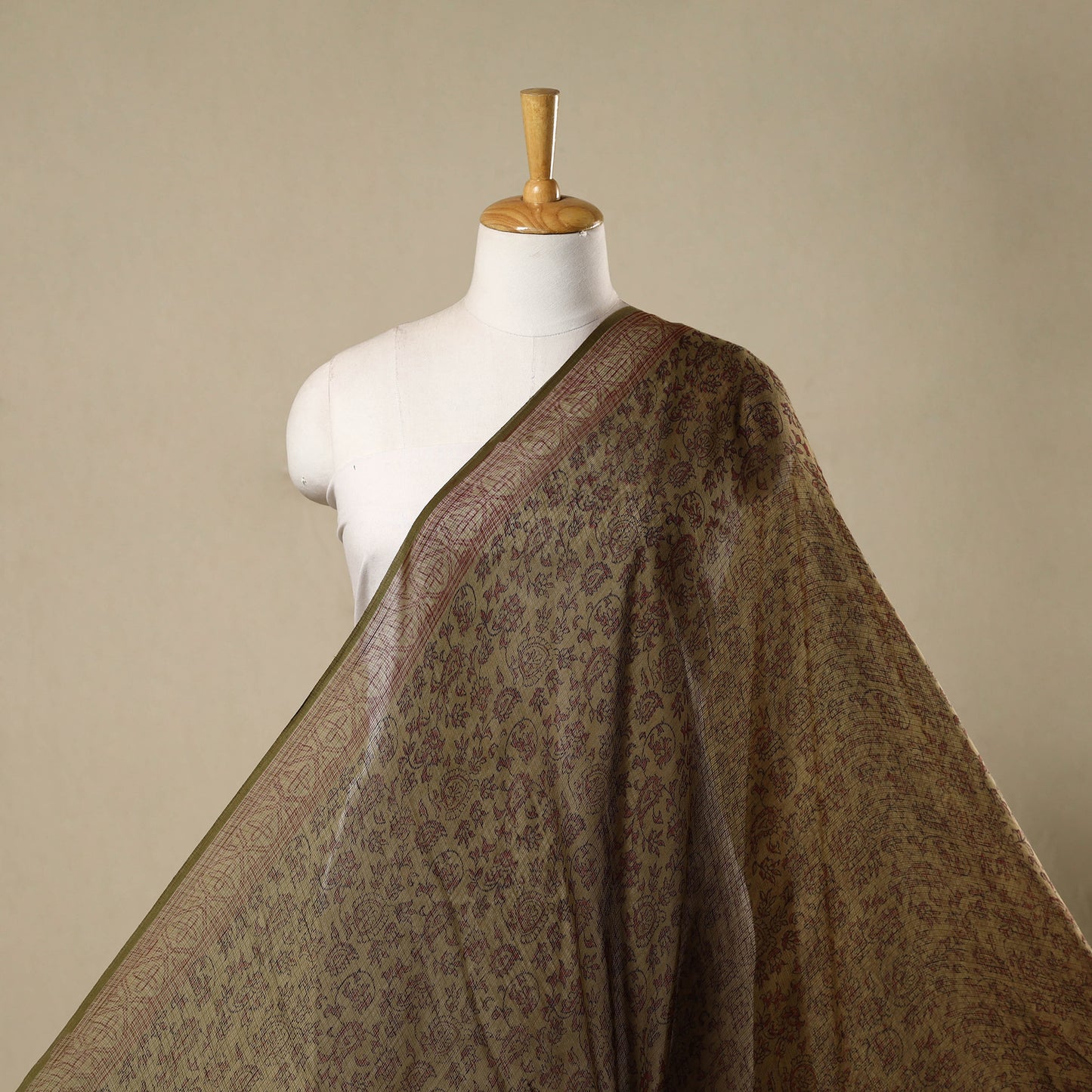 Natural Dyed Kota Doria Cotton Hand Block Bagh Print Fabric 17