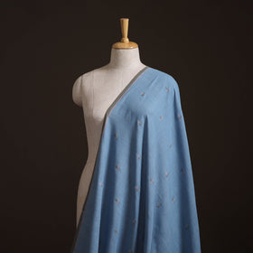 Blue - Handspun Handloom Natural Dyed Cotton Srikakulam Jamdani Fabric 04