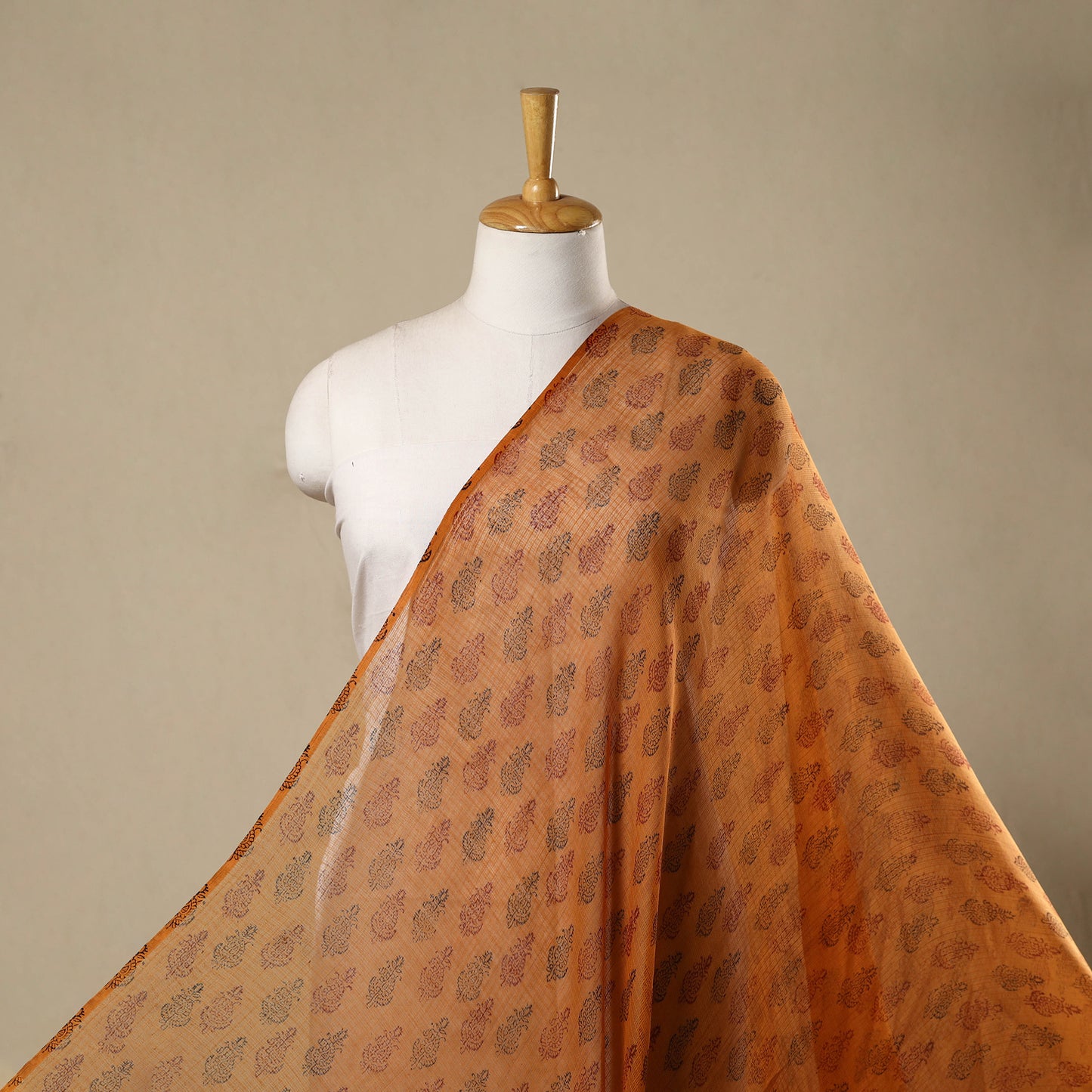 Natural Dyed Kota Doria Cotton Hand Block Bagh Print Fabric 18