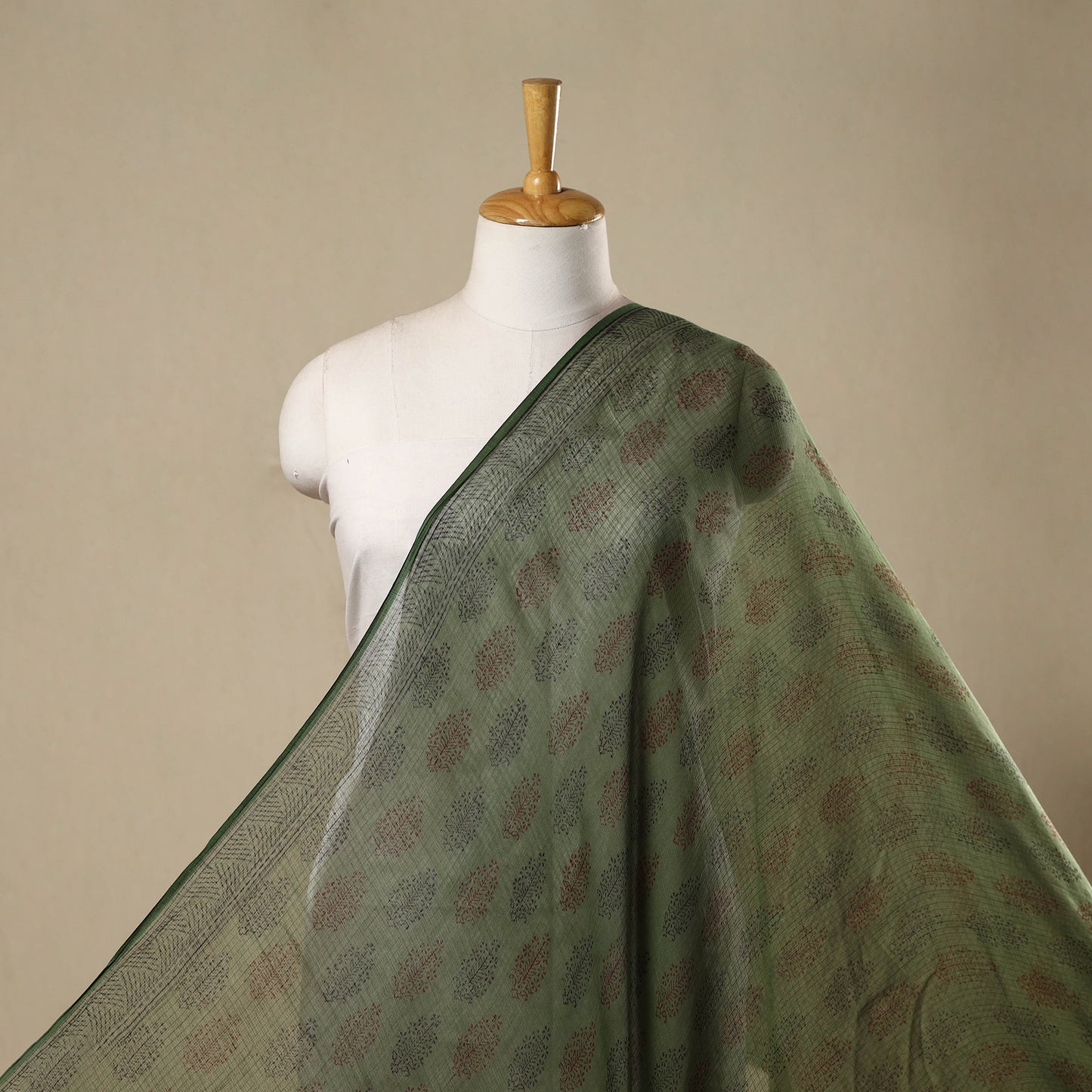 Natural Dyed Kota Doria Cotton Hand Block Bagh Print Fabric 20