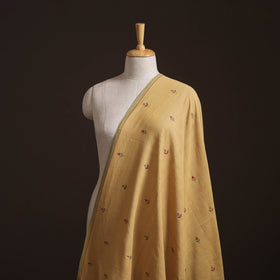 Yellow - Handspun Handloom Natural Dyed Cotton Srikakulam Jamdani Fabric 06
